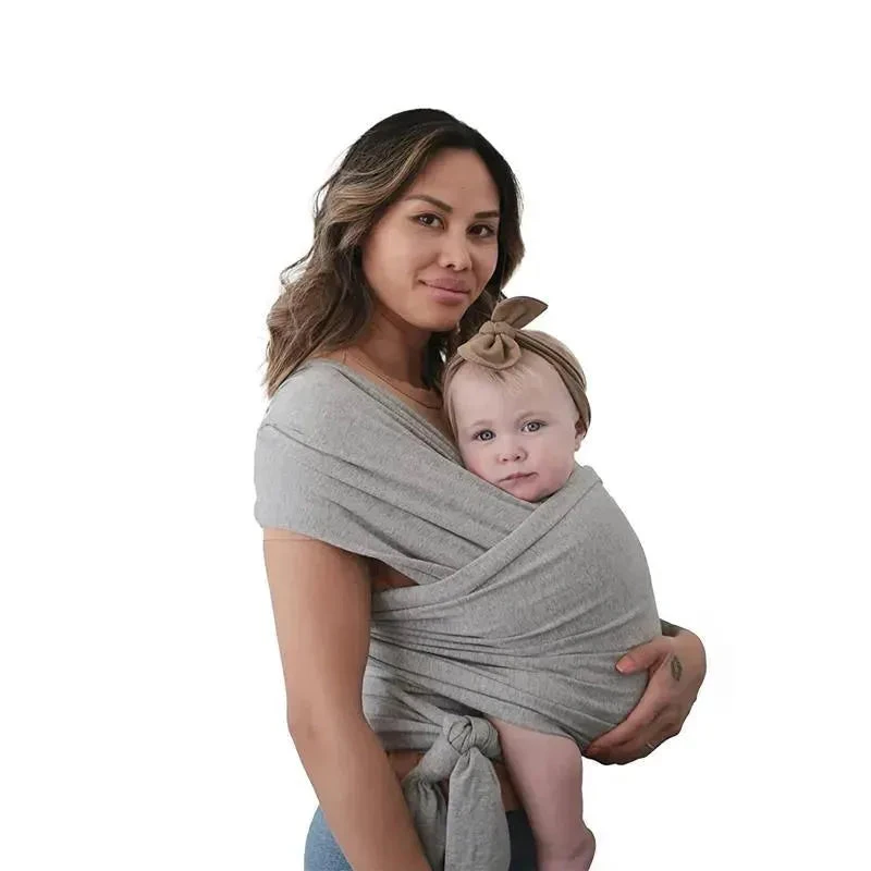 Mushie - 100% Organic Cotton Baby Wrap Carrier, Grey Melange 3 Mushie - 100% Organic Cotton Baby Wrap Carrier, Grey Melange