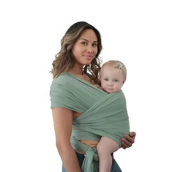 Mushie - 100% Organic Cotton Baby Wrap Carrier, Roman Green