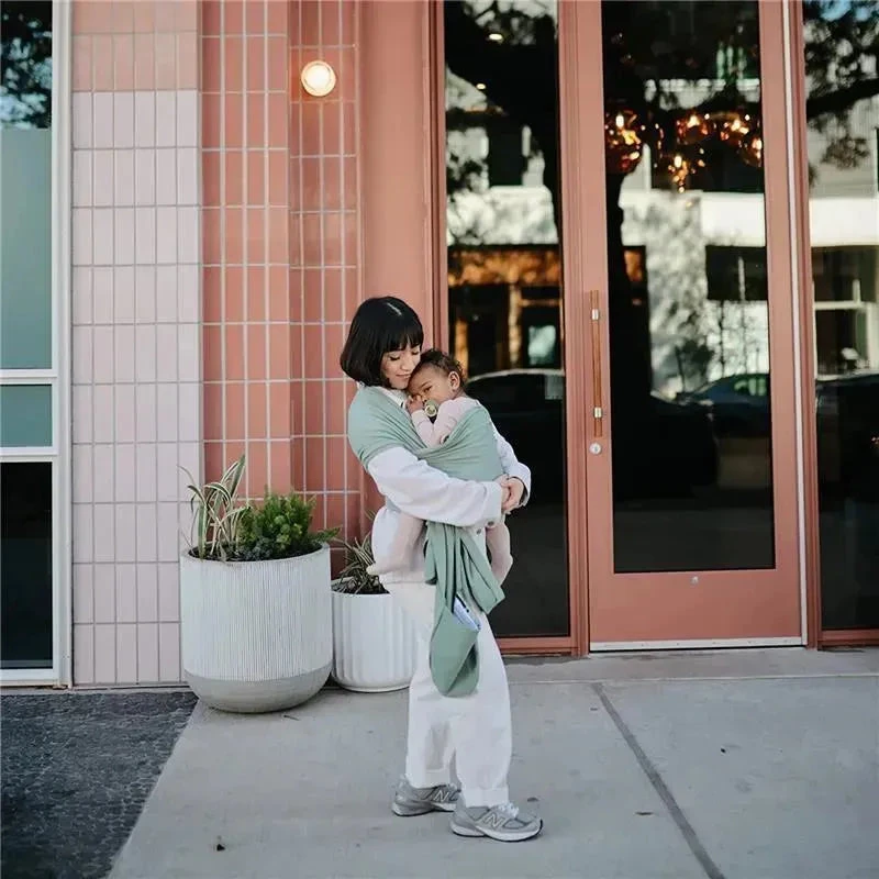 Mushie - 100% Organic Cotton Baby Wrap Carrier, Roman Green 4 Mushie - 100% Organic Cotton Baby Wrap Carrier, Roman Green - Image 2