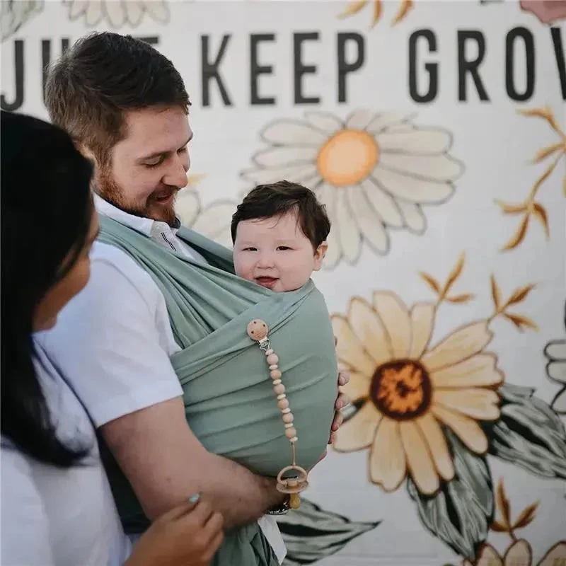 Mushie - 100% Organic Cotton Baby Wrap Carrier, Roman Green 5 Mushie - 100% Organic Cotton Baby Wrap Carrier, Roman Green - Image 3