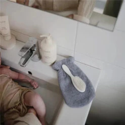 Mushie - 2Pk Baby Bath Mitt, Baby Blue -Macro Baby Store mushie 2pk baby bath mitt baby blue image 3