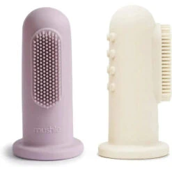 Mushie - 2Pk Finger Toothbrush Soft, Lilac/Ivory