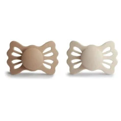 Mushie - 2Pk Lucky Symmetrical Silicone Pacifier, Silky Satin/Cream, 6/18M