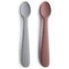 Mushie - 2Pk Silicone Feeding Spoons, Stone/Cloudy Mauve -Macro Baby Store mushie 2pk silicone feeding spoons stone cloudy mauve image 1