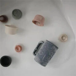 Mushie - Baby Bath Rinse Cup, 100% Food Grade Silicone, Wash Rinser Cup For Kids, Cambridge Blue -Macro Baby Store mushie baby bath rinse cup 100 food grade silicone wash rinser cup for kids cambridge blue image 3