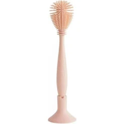 Mushie - Baby Bottle Brush, Soft Silicone With Suction Base, Blush