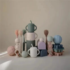 Mushie - Baby Bottle Brush, Soft Silicone With Suction Base, Blush -Macro Baby Store mushie baby bottle brush soft silicone with suction base blush image 5