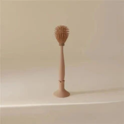 Mushie - Baby Bottle Brush, Soft Silicone With Suction Base, Natural -Macro Baby Store mushie baby bottle brush soft silicone with suction base natural image 3