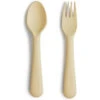 Mushie - Flatware Fork & Spoon Set For Kids, Pale Daffodi 1 Mushie - Flatware Fork & Spoon Set For Kids, Pale Daffodi -Macro Baby Store mushie flatware fork spoon set for kids pale daffodi image 1