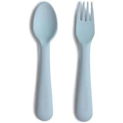 Mushie - Flatware Fork & Spoon Set For Kids, Powder Blue
