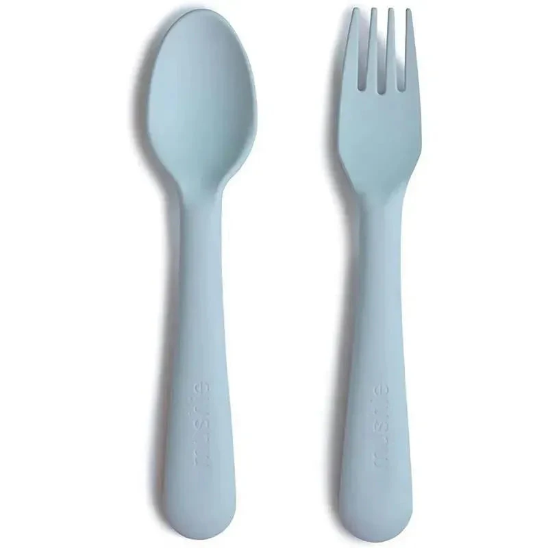 Mushie - Flatware Fork & Spoon Set For Kids, Powder Blue 3 Mushie - Flatware Fork & Spoon Set For Kids, Powder Blue