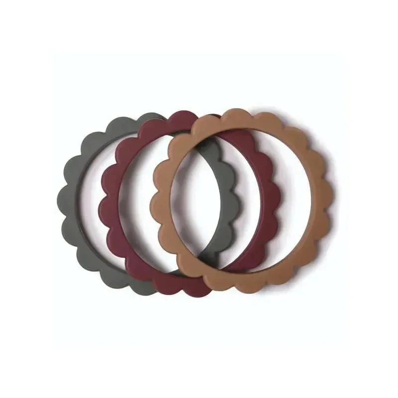 Mushie - Flower Teething Bracelet 3-Pack (Dried Thyme/Berry/Natural) 3 Mushie - Flower Teething Bracelet 3-Pack (Dried Thyme/Berry/Natural)