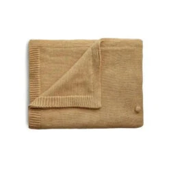 Mushie - Knitted Textured Dots Baby Blanket - Mustard Melange