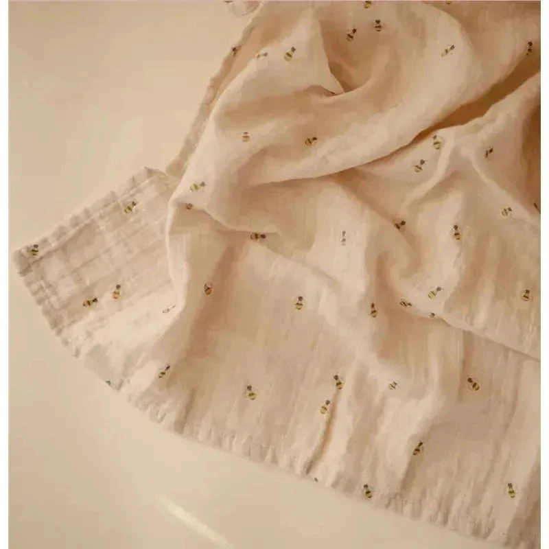 Mushie - Organic Cotton Muslin Swaddle Blanket, Bee 4 Mushie - Organic Cotton Muslin Swaddle Blanket, Bee - Image 2