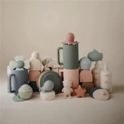 Mushie - Silicone Drain Stopper 2-Pk, Blush/Shifting Sand -Macro Baby Store mushie silicone drain stopper 2 pk blush shifting sand image 6