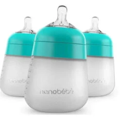 Nanobebe - 3Pk Teal Flexy Silicone Baby Bottle, 9Oz