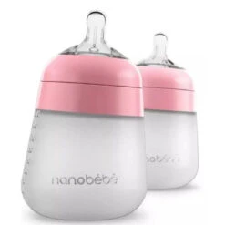 Nanobebe - 2Pk Silicone Baby Bottle 9Oz, Pink