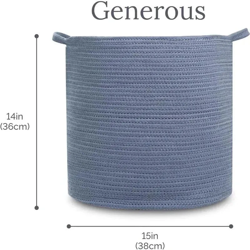 Natemia - Rope Storage Basket, Nursery Bin And Toy Organizer (15”x15”x14”), Pink, Large 9 Natemia - Rope Storage Basket, Nursery Bin And Toy Organizer (15”x15”x14”), Pink, Large - Image 7