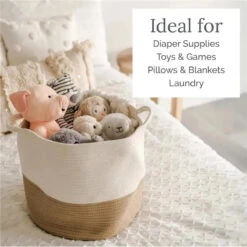 Natemia - Rope Storage Basket, Nursery Bin And Toy Organizer (15”x15”x14”), Pink, Large 19 Natemia - Rope Storage Basket, Nursery Bin And Toy Organizer (15”x15”x14”), Pink, Large -Macro Baby Store natemia rope storage basket nursery bin and toy organizer 15 x15 x14 pink large image 9