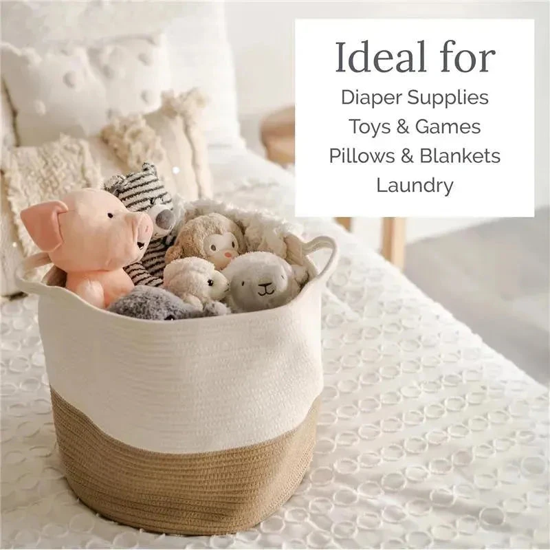 Natemia - Rope Storage Basket, Nursery Bin And Toy Organizer (15”x15”x14”), Pink, Large 11 Natemia - Rope Storage Basket, Nursery Bin And Toy Organizer (15”x15”x14”), Pink, Large - Image 9