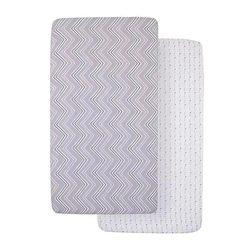 Nojo - 2Pk Little Love Grey & White Chevron Fitted Crib Sheet Set 3 Nojo - 2Pk Little Love Grey & White Chevron Fitted Crib Sheet Set