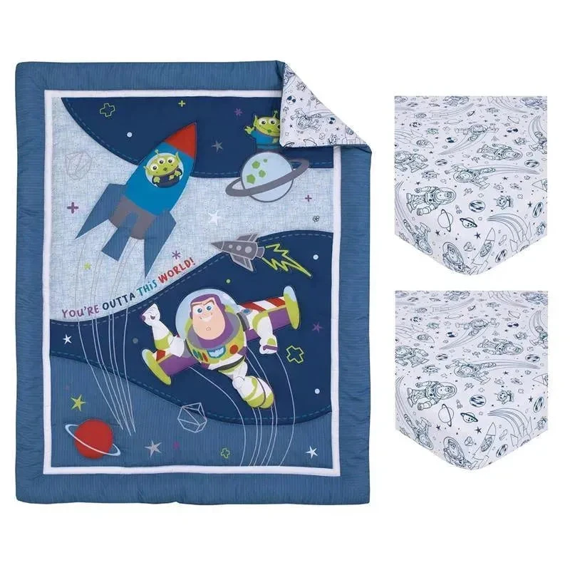 Nojo - Disney Toy Story Outta This World Blue And Gray Buzz Lightyear 4 Piece Nursery Crib Bedding Set - Comforter, Fitted Crib Sheet, Changing Pad 4 Nojo - Disney Toy Story Outta This World Blue And Gray Buzz Lightyear 4 Piece Nursery Crib Bedding Set - Comforter, Fitted Crib Sheet, Changing Pad - Image 2