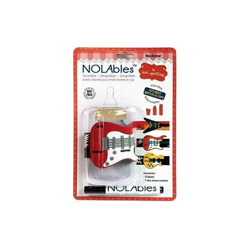 NOLAbles Baby Bottle Labels, Rockstar, 3-Piece 3 NOLAbles Baby Bottle Labels, Rockstar, 3-Piece