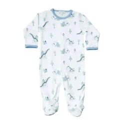 Noomie Snap Footie Dinos, White & Blue