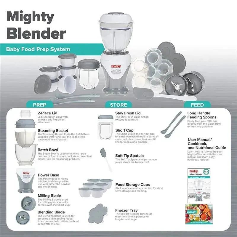 Nuby Garden Fresh Mighty Blender, Baby Food Maker - Cool Gray 7 Nuby Garden Fresh Mighty Blender, Baby Food Maker - Cool Gray - Image 5