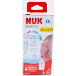 Nuk 5oz Smooth Flow Anti-Colic Bottle, Transparent Pink Design 1pk