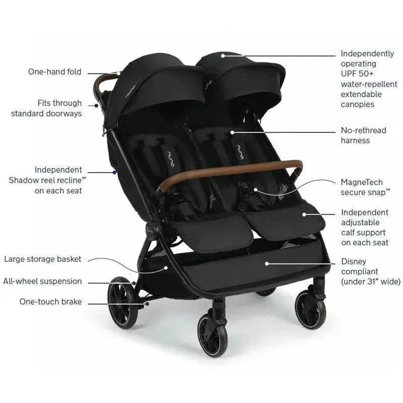 Nuna - Trvl Double Stroller, Caviar 4 Nuna - Trvl Double Stroller, Caviar - Image 2