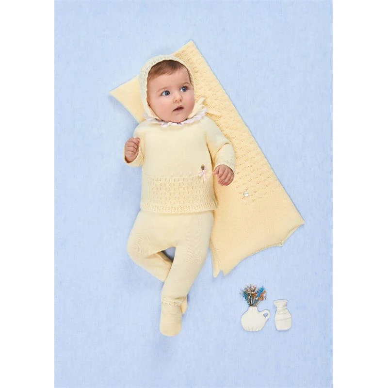 Paz Rodriguez - Take Me Home Set Knit Newborn Sweater + Leggings Bico, Chalk Pink 3 Paz Rodriguez - Take Me Home Set Knit Newborn Sweater + Leggings Bico, Chalk Pink