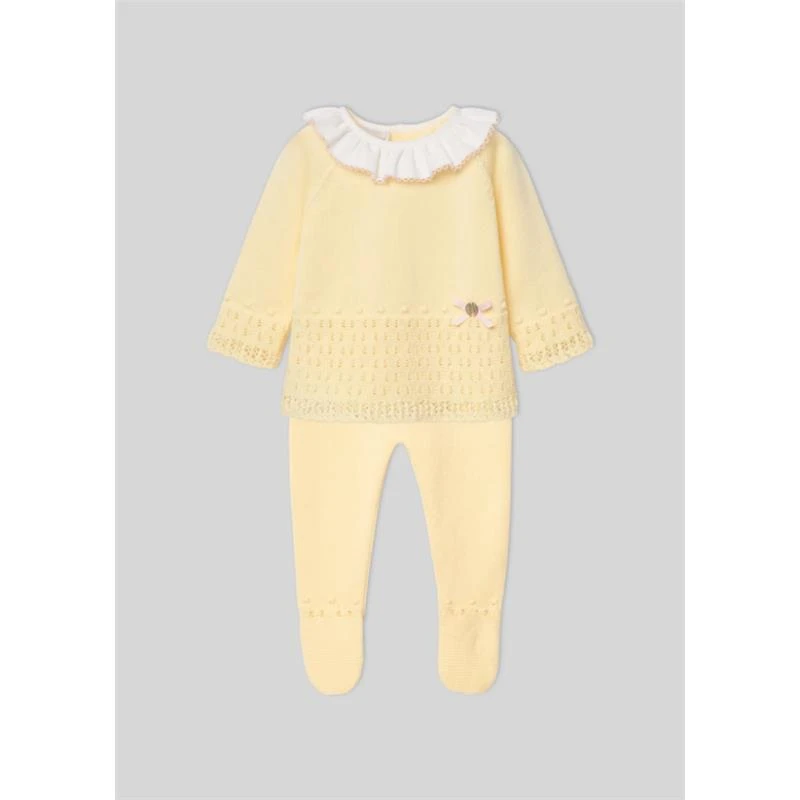 Paz Rodriguez - Take Me Home Set Knit Newborn Sweater + Leggings Bico, Chalk Pink 4 Paz Rodriguez - Take Me Home Set Knit Newborn Sweater + Leggings Bico, Chalk Pink - Image 2