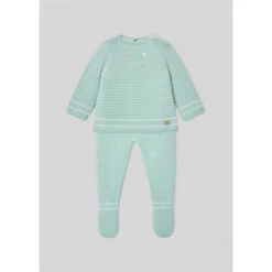 Paz Rodriguez - Take Me Home Set Knit Newborn Sweater + Leggings Eido, Sky Blue/White