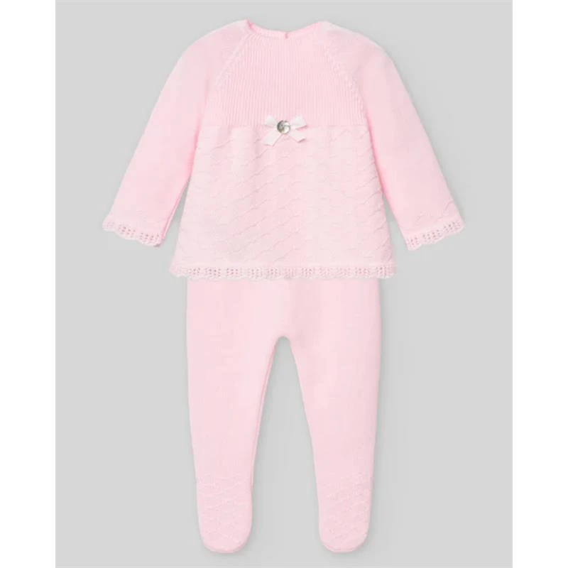 Paz Rodriguez - Take Me Home Set Knit Newborn Sweater + Leggings Linda, Chalk Pink/White 3 Paz Rodriguez - Take Me Home Set Knit Newborn Sweater + Leggings Linda, Chalk Pink/White