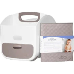 Pearhead - Ubbi Portable Diaper Caddy And Changing Mat, Diaper Storage, Taupe