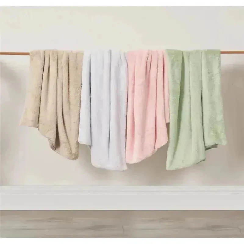 Piccolo Bambino - Faux Fur Stroller Blanket On Wooden Hanger Beige 4 Piccolo Bambino - Faux Fur Stroller Blanket On Wooden Hanger Beige - Image 2