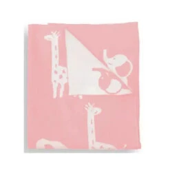 Piccolo Bambino - Jacquard Reversible Blanket On Wooden Hanger Pink