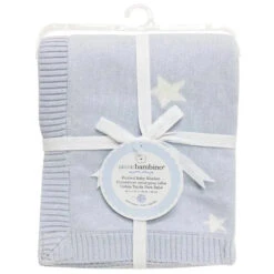 Piccolo Bambino Knitted Star Baby Blanket - Blue