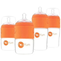 Pop Yum - Baby Bottle Starter Set 4 Pack, Orange