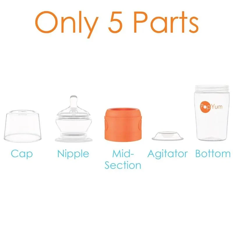 Pop Yum - Baby Bottle Starter Set 4 Pack, Orange 4 Pop Yum - Baby Bottle Starter Set 4 Pack, Orange - Image 2