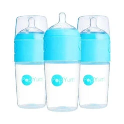 Popyum - 3Pk Anti-Colic Formula Making Baby Bottle 9 Oz, Sky Blue
