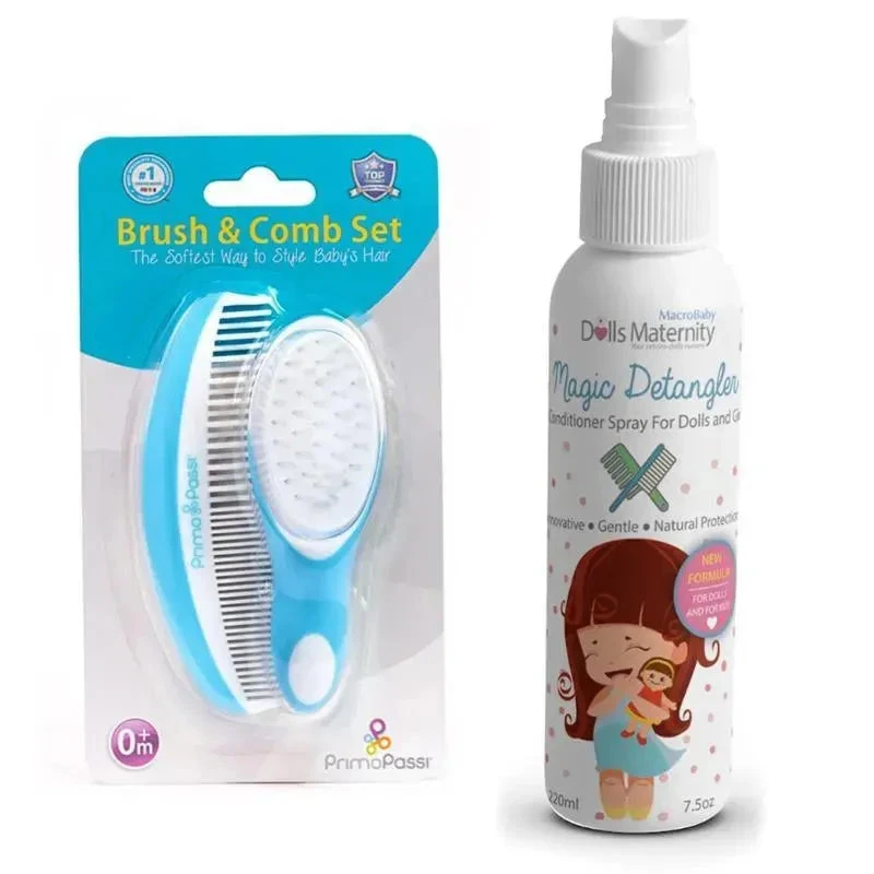 Primo Passi Super Soft Baby Comb And Brush Set (Blue) + Magic Detangler Conditioner 3 Primo Passi Super Soft Baby Comb And Brush Set (Blue) + Magic Detangler Conditioner