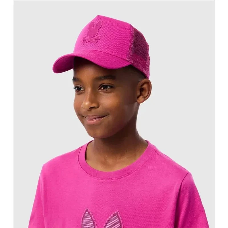 Psycho Bunny Kids - Riviera Trucker Cap Fuschia Red 3 Psycho Bunny Kids - Riviera Trucker Cap Fuschia Red