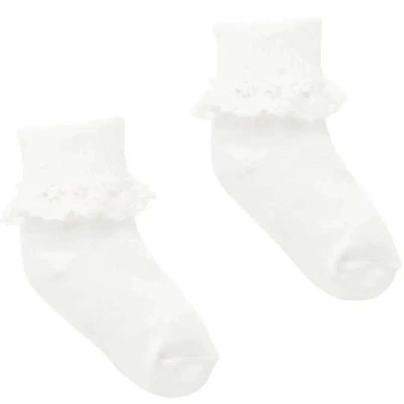 Pure Baby - Baby Girl White Lace Sock 3 Pure Baby - Baby Girl White Lace Sock