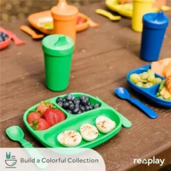 Re-Play - Deep Walled 3 Compartment Plates, Pack Of 2, Mint -Macro Baby Store re play deep walled 3 compartment plates pack of 2 mint image 7