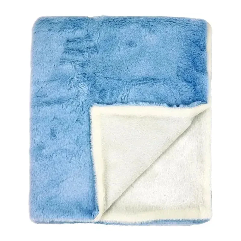 Rose Textiles - 2 Layer Faux Fur Plush Blanket, Blue 3 Rose Textiles - 2 Layer Faux Fur Plush Blanket, Blue