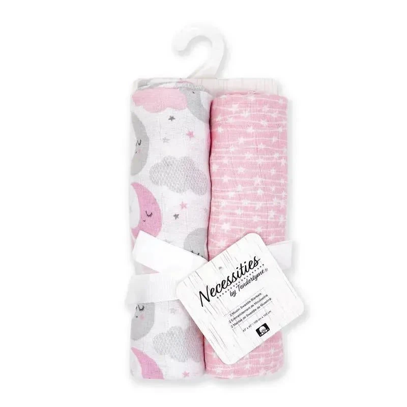 Rose Textiles - 2-Pack Muslin Swaddle Blankets, Pink Sweet Dream 5 Rose Textiles - 2-Pack Muslin Swaddle Blankets, Pink Sweet Dream - Image 3