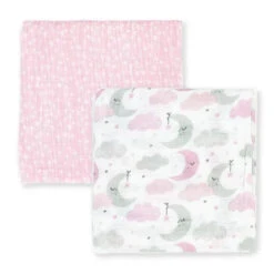 Rose Textiles - 2-Pack Muslin Swaddle Blankets, Pink Sweet Dream 10 Rose Textiles - 2-Pack Muslin Swaddle Blankets, Pink Sweet Dream -Macro Baby Store rose textiles 2 pack muslin swaddle blankets pink sweet dream image 4