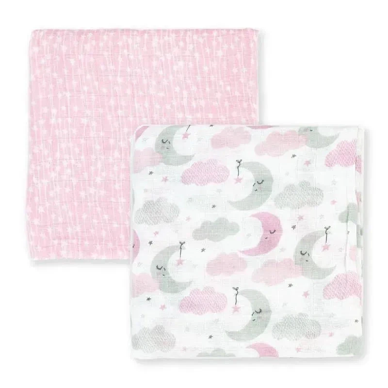 Rose Textiles - 2-Pack Muslin Swaddle Blankets, Pink Sweet Dream 6 Rose Textiles - 2-Pack Muslin Swaddle Blankets, Pink Sweet Dream - Image 4
